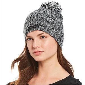 Rebecca Minkoff winter hat. black and gray marled. Beanie. Pom pom